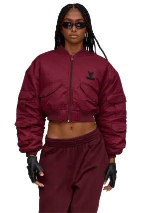 BOXY BOMBER JACKET - Burgundy