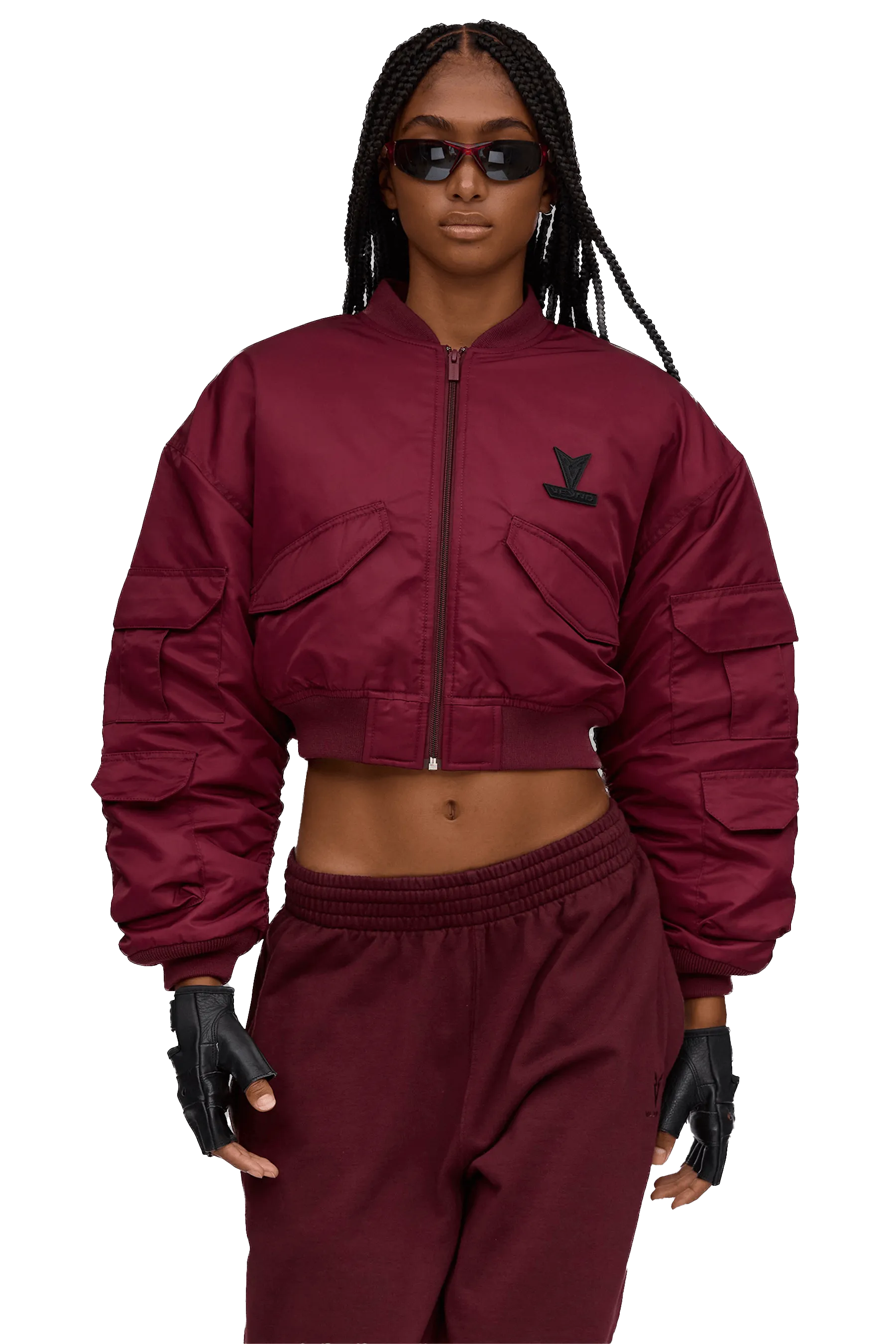 BOXY BOMBER JACKET - Burgundy