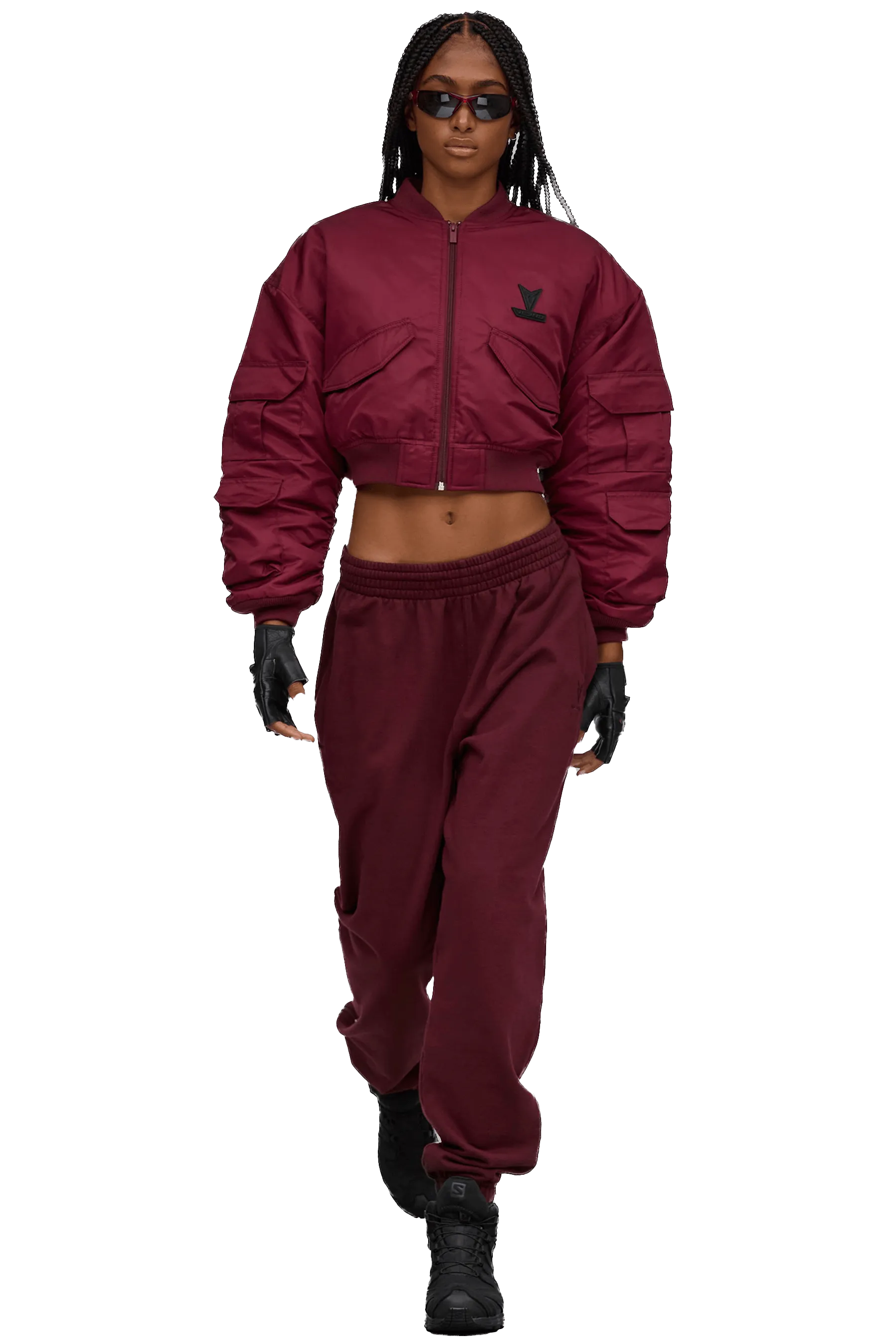 BOXY BOMBER JACKET - Burgundy