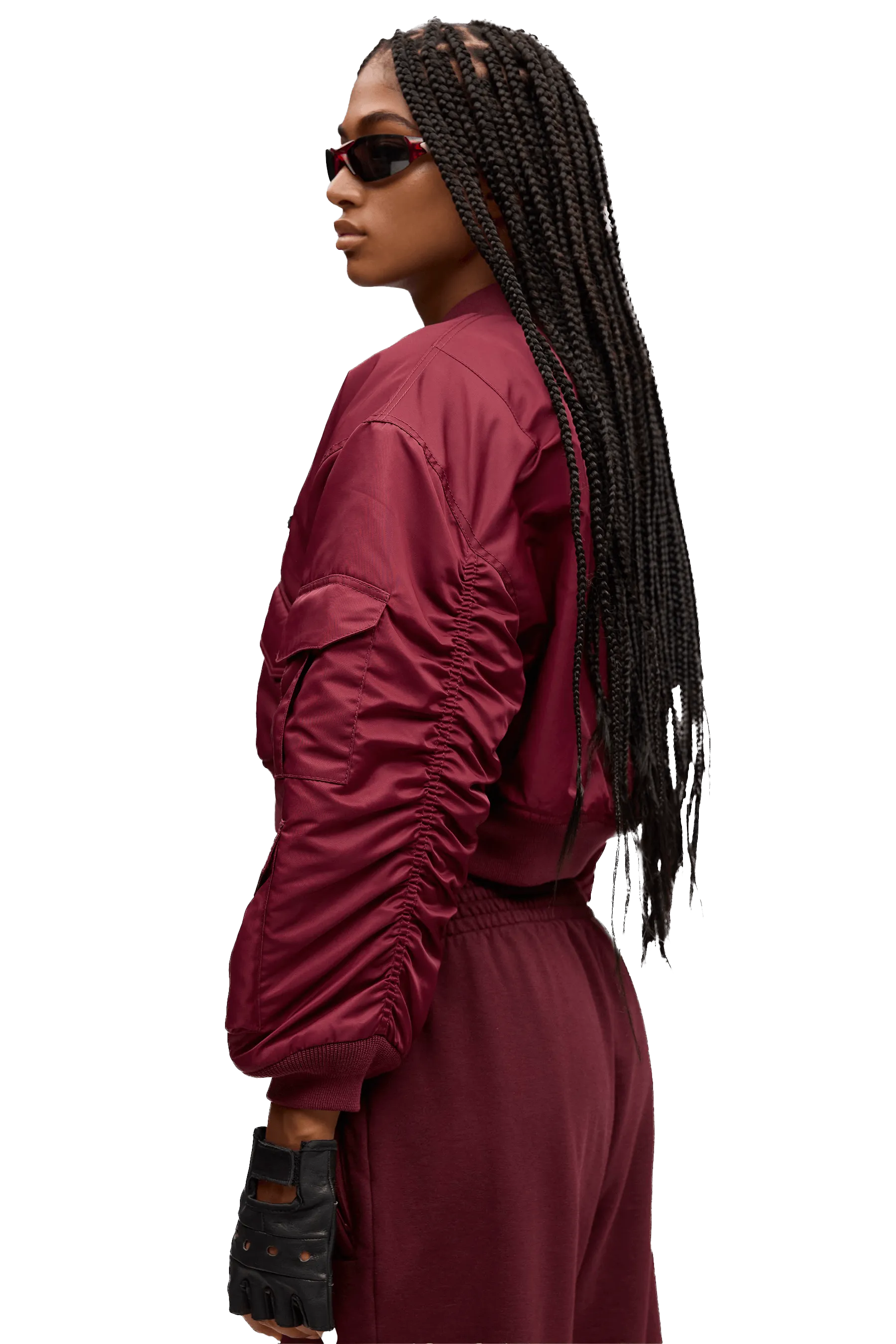 BOXY BOMBER JACKET - Burgundy