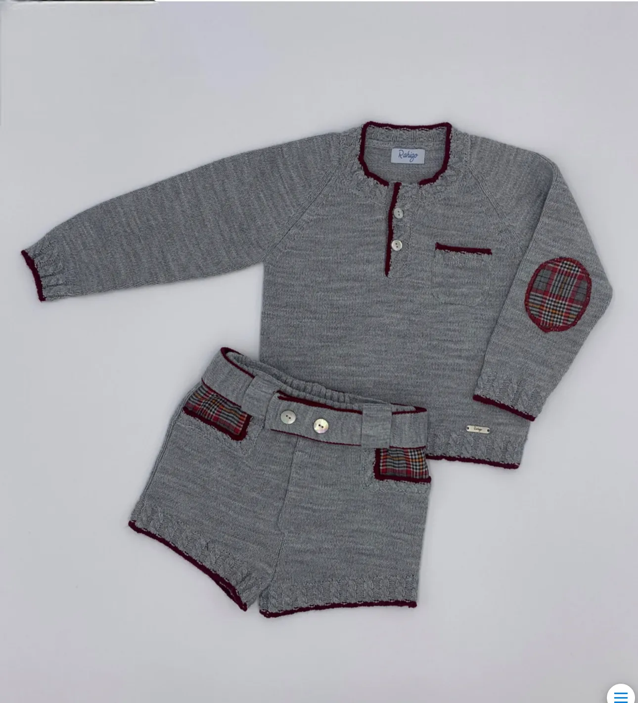 Boys Gray and Burgundy Short Set