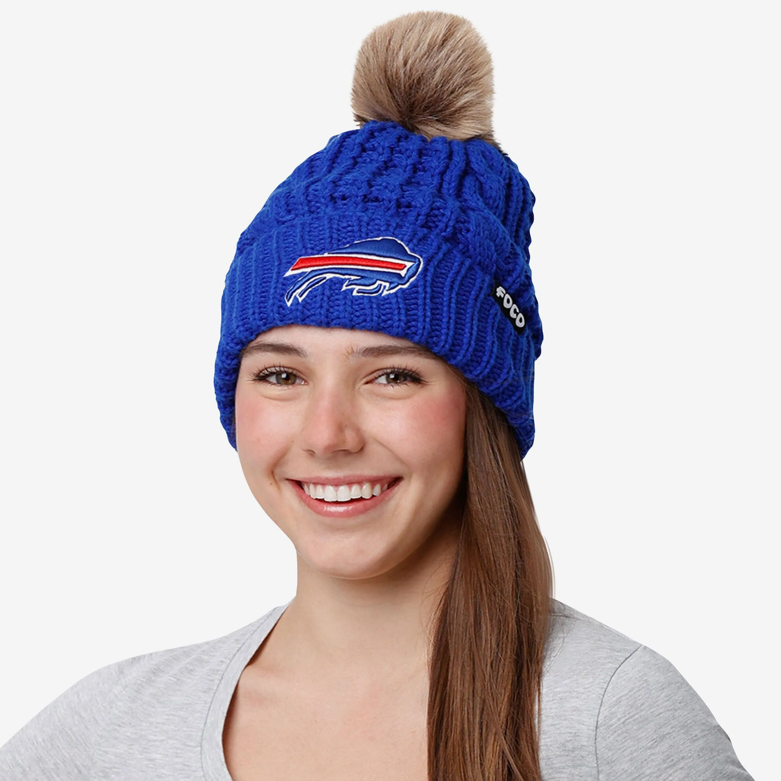 Buffalo Bills Womens Faux Fur Pom Beanie