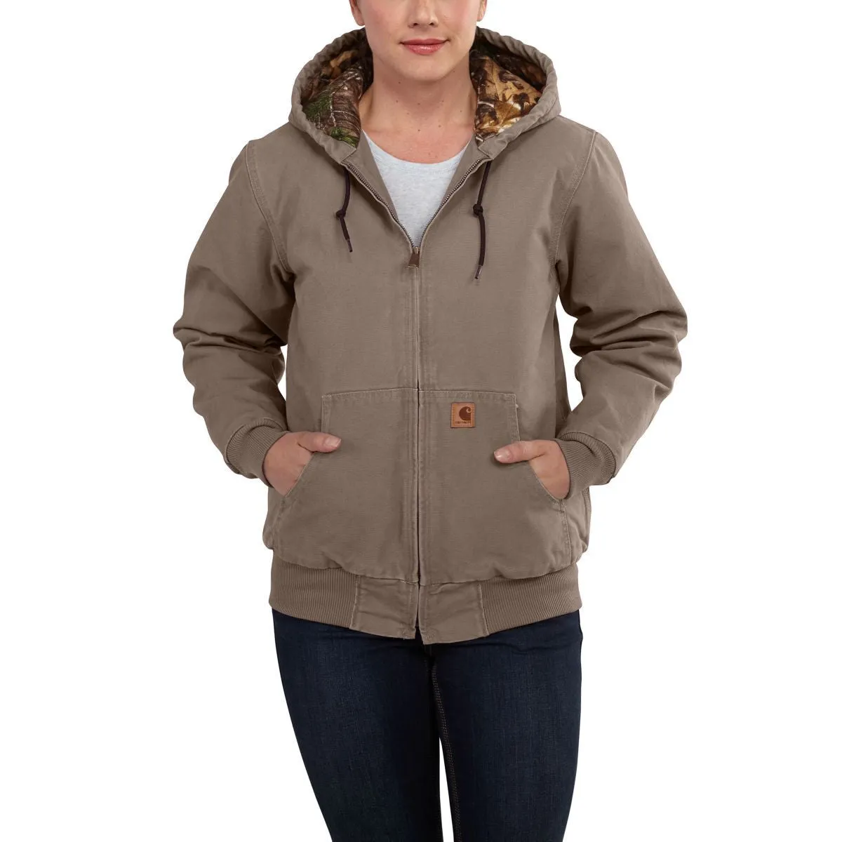 Carhartt Women's Taupe Grey Sandstone Active Jacket Camo Lined