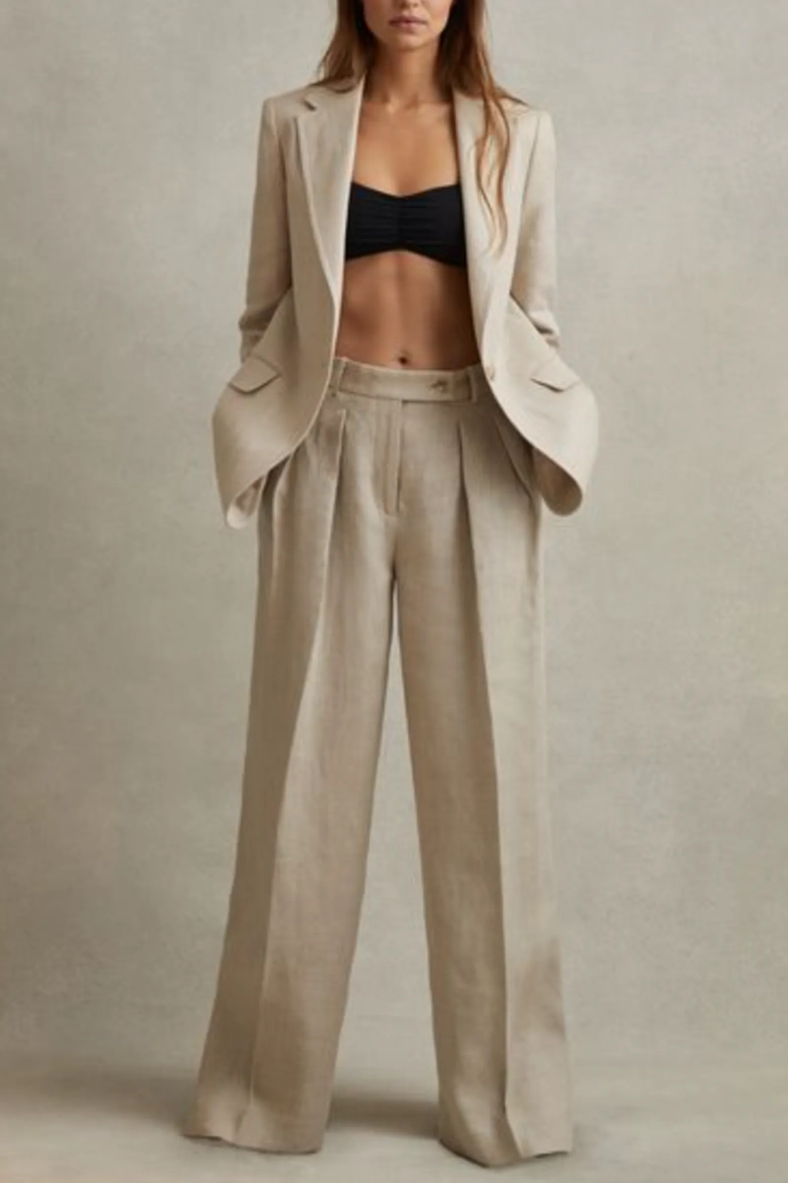 Cassie Linen Single Breasted Suit Blazer