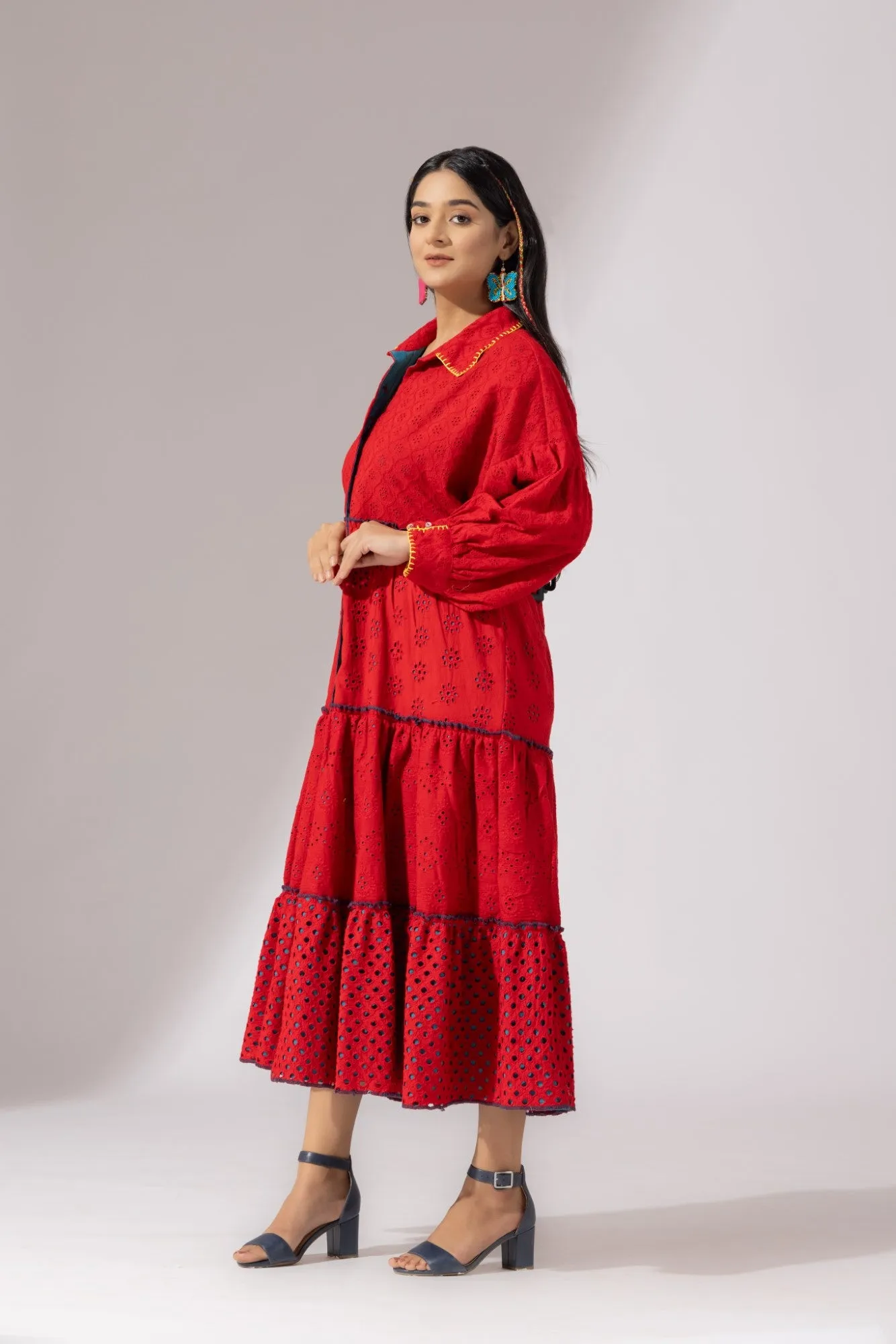 Celestial Grace Dress- Chilli Red