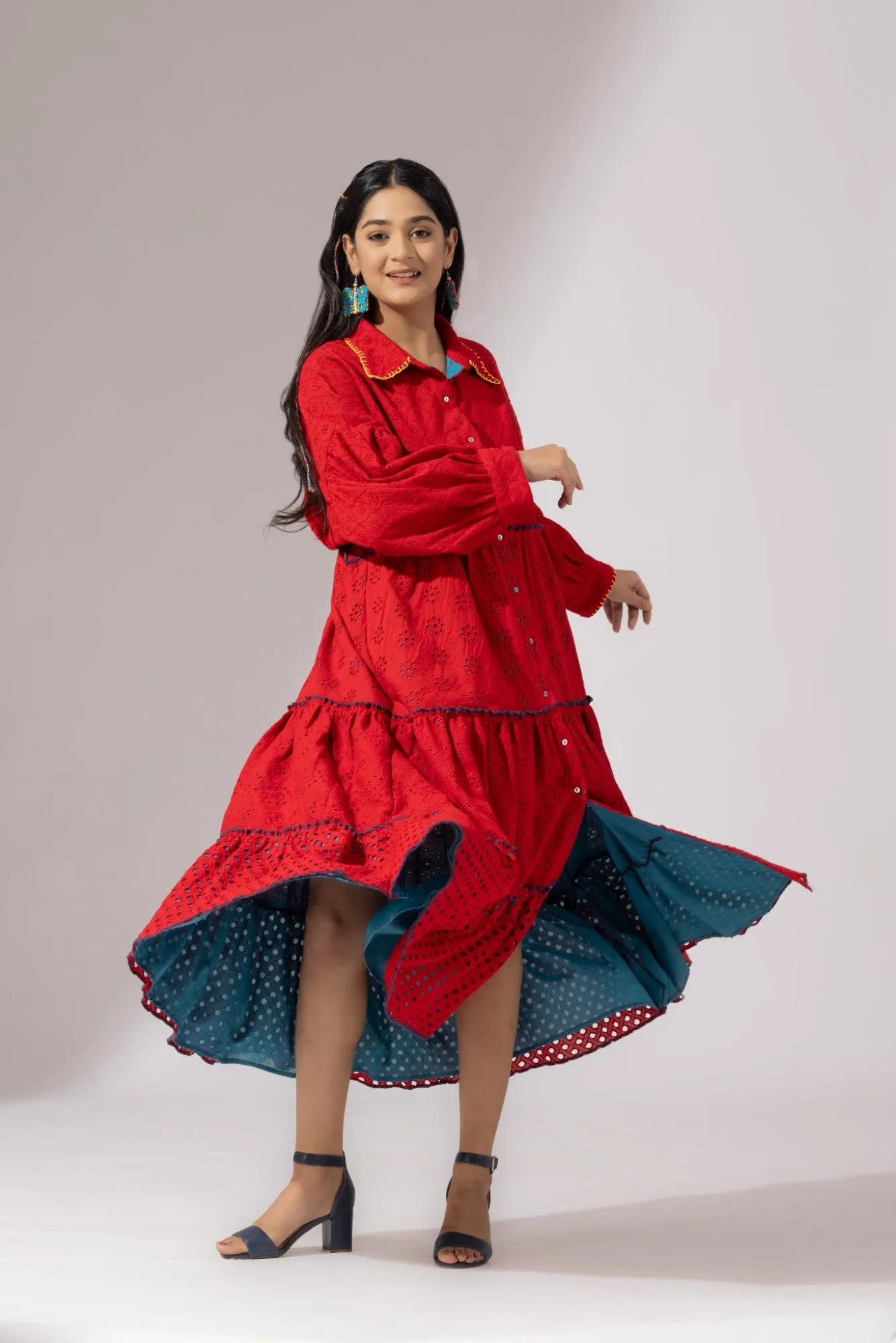 Celestial Grace Dress- Chilli Red