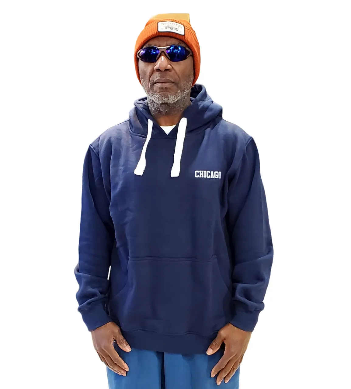 Chicago Fleece Pull Over Hoodie Navy