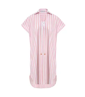 Chloe Lace-up Tunic Thick Pink/White Stripes