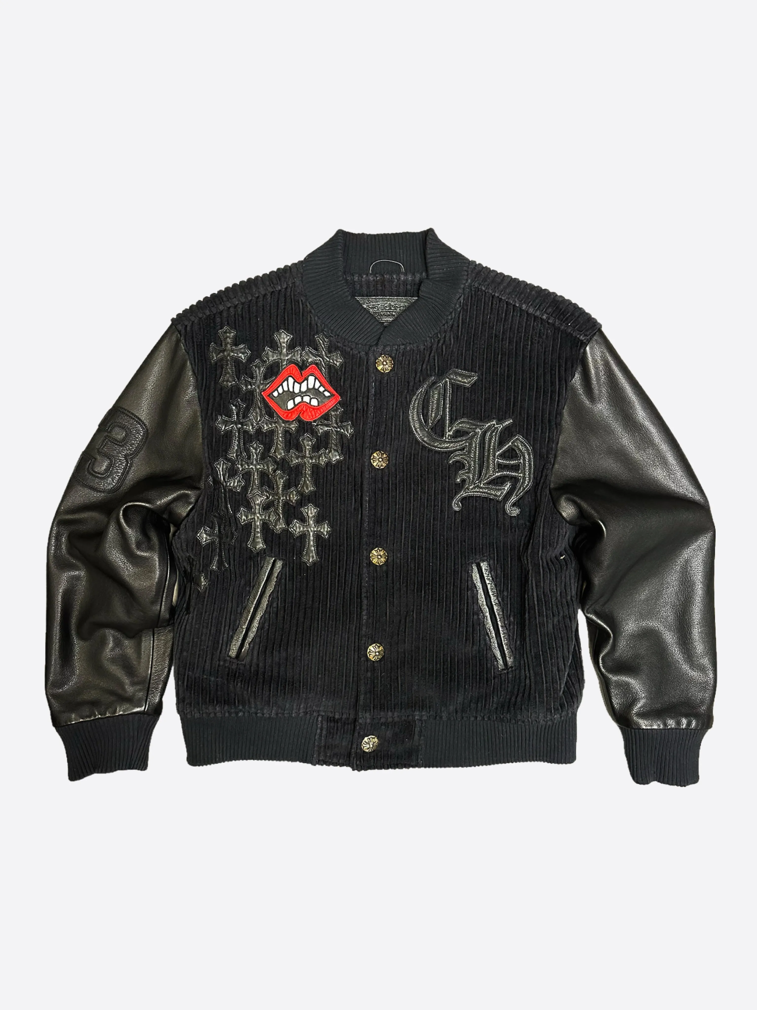 CHROME HEARTS MATTY BOY LEATHER LETTERMAN VARSITY JACKET