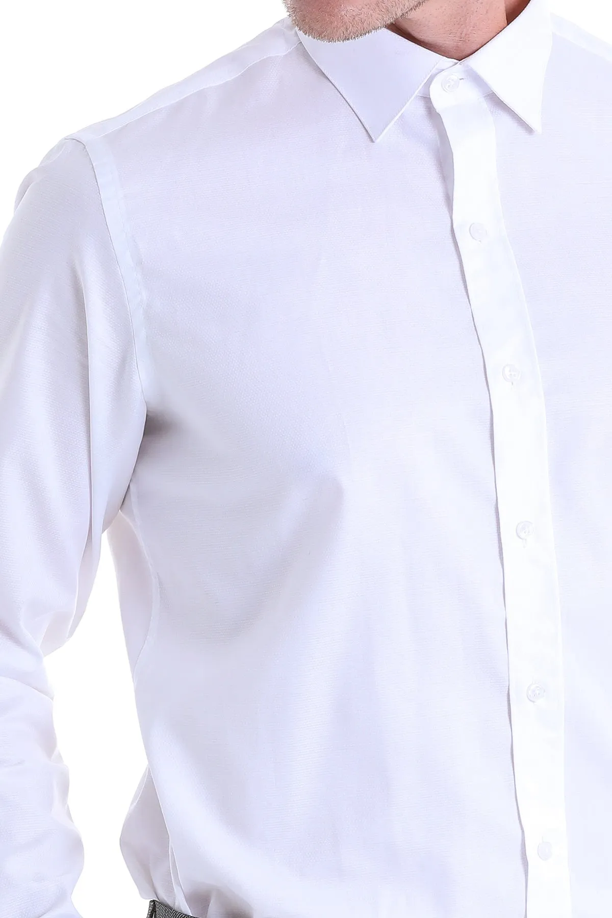 Classic Fit Long Sleeve Cotton White Dress Shirt