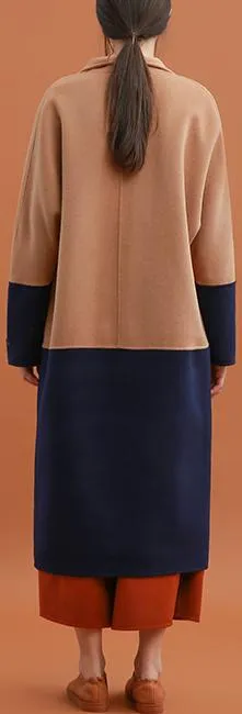 Color-Contrast Single-Breasted Wool Coat