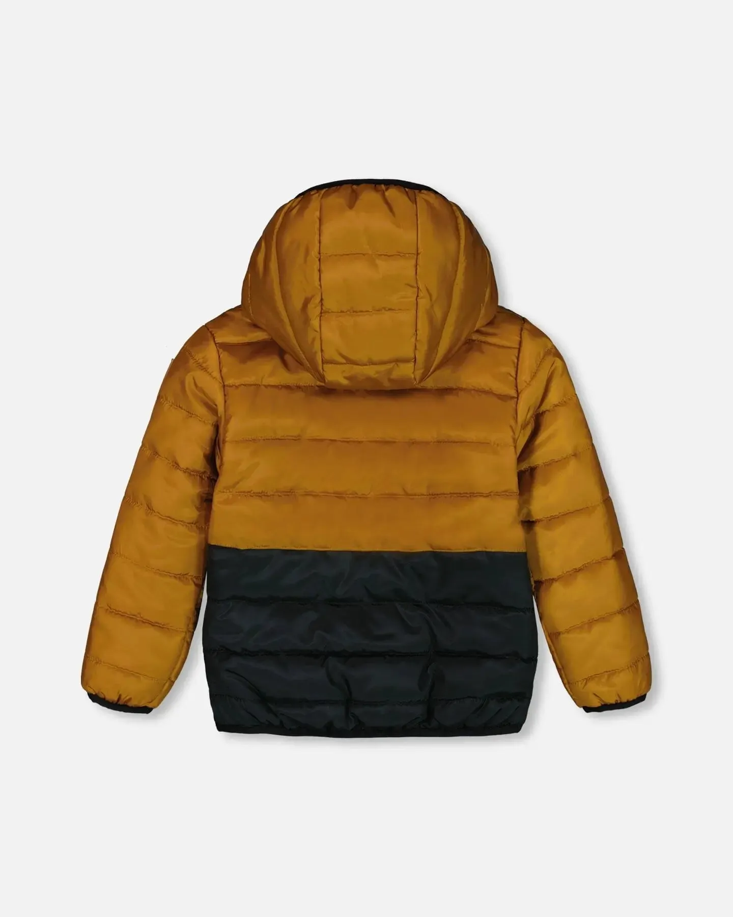 Colorblock Quilted Mid-Season Jacket Brown And Black