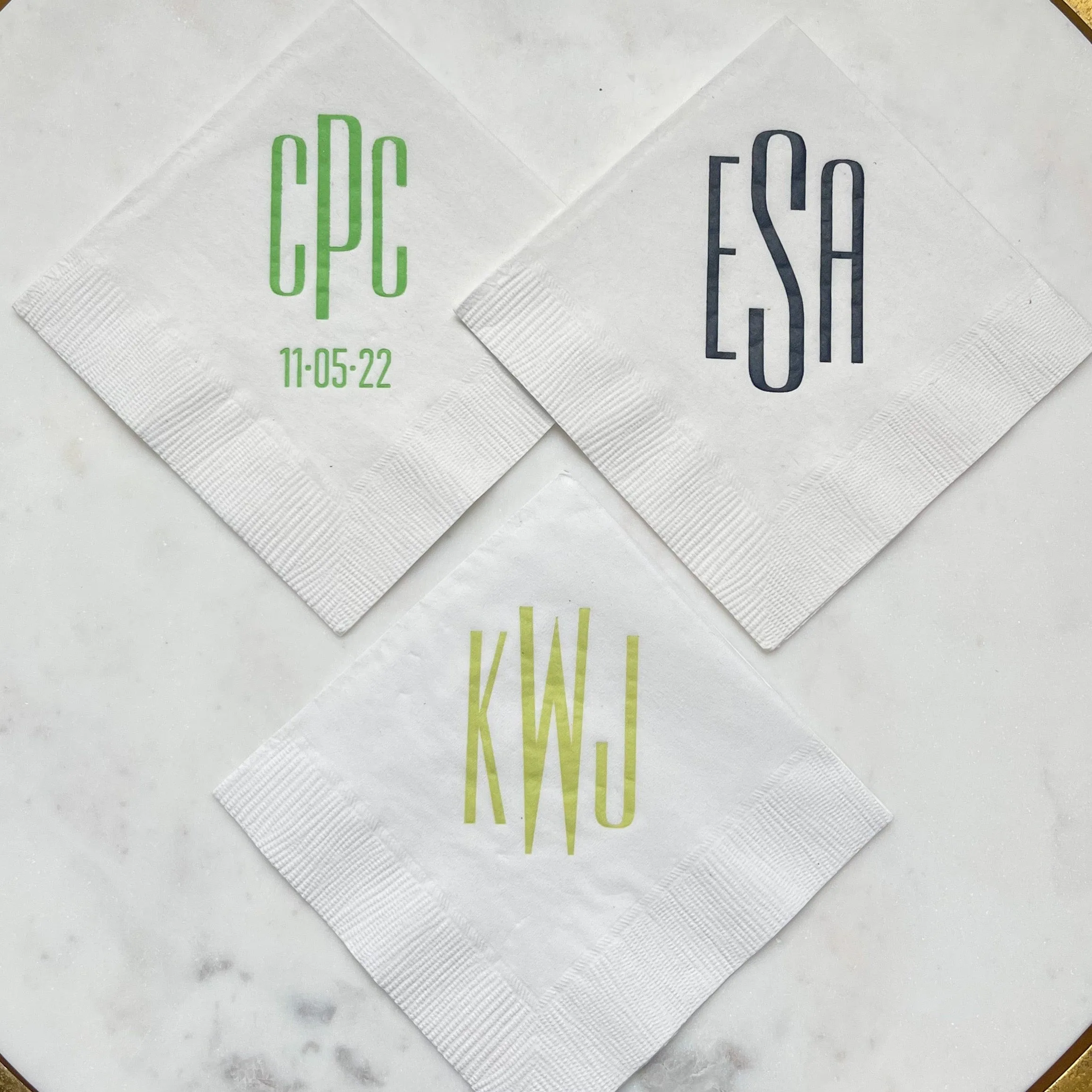 Contemporary Block Monogram 3Ply Napkins