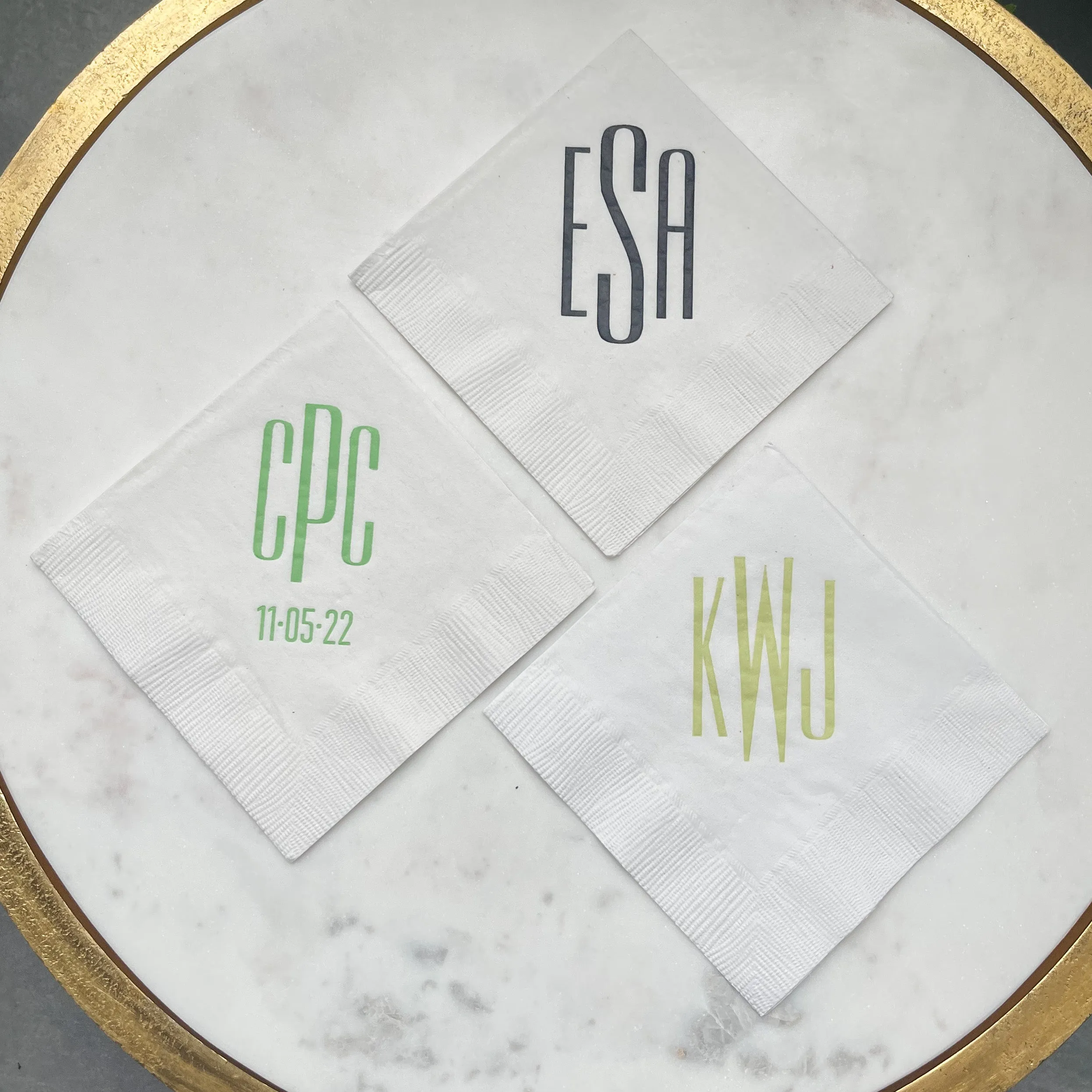 Contemporary Block Monogram 3Ply Napkins