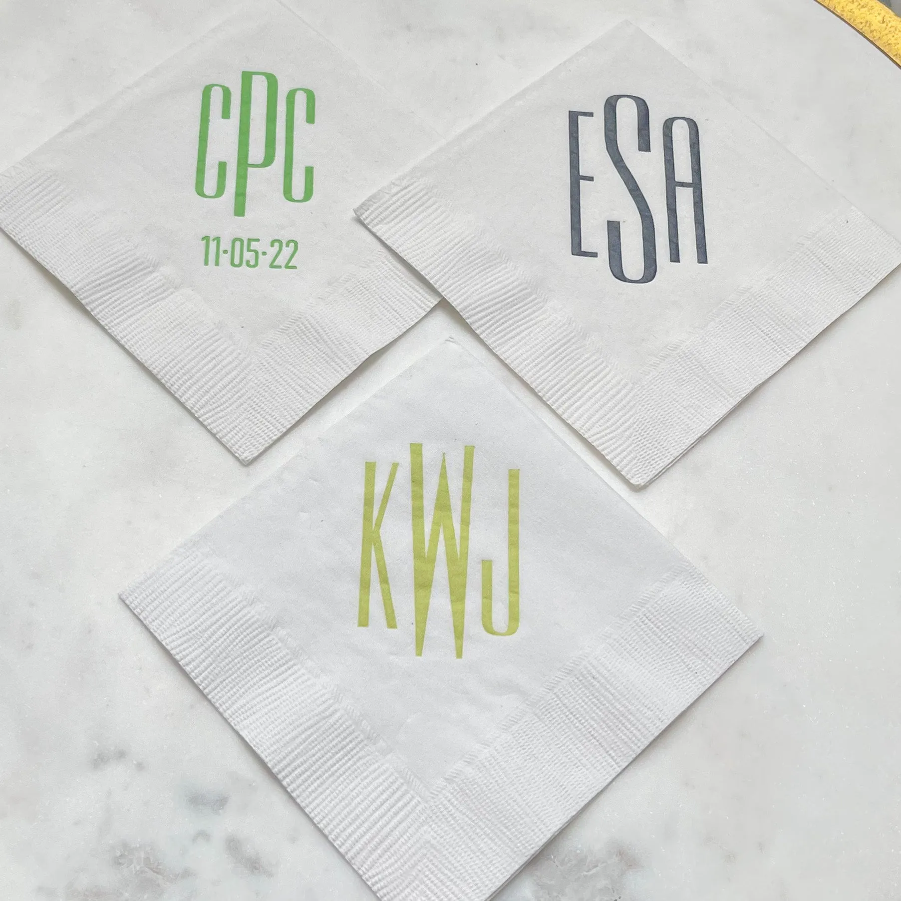 Contemporary Block Monogram 3Ply Napkins