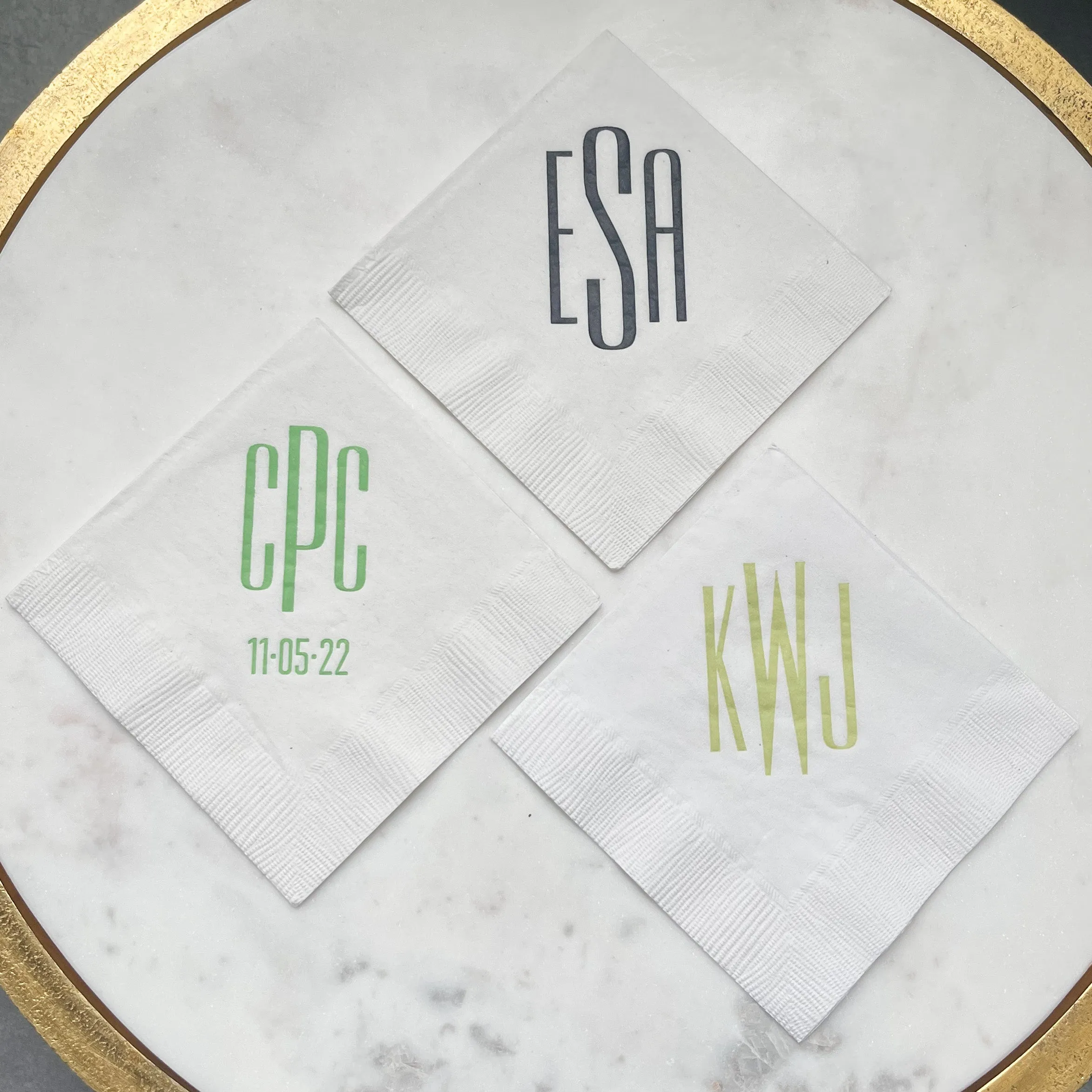 Contemporary Block Monogram 3Ply Napkins