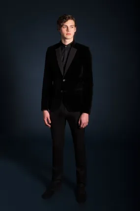 Contemporary Velvet Tuxedo -  Satin Wide Lapel