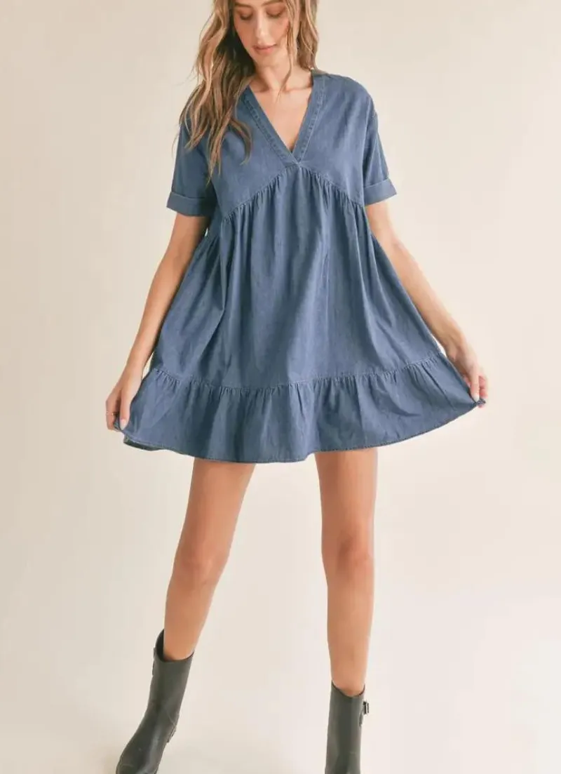 Conversations Chambray Babydoll Dress