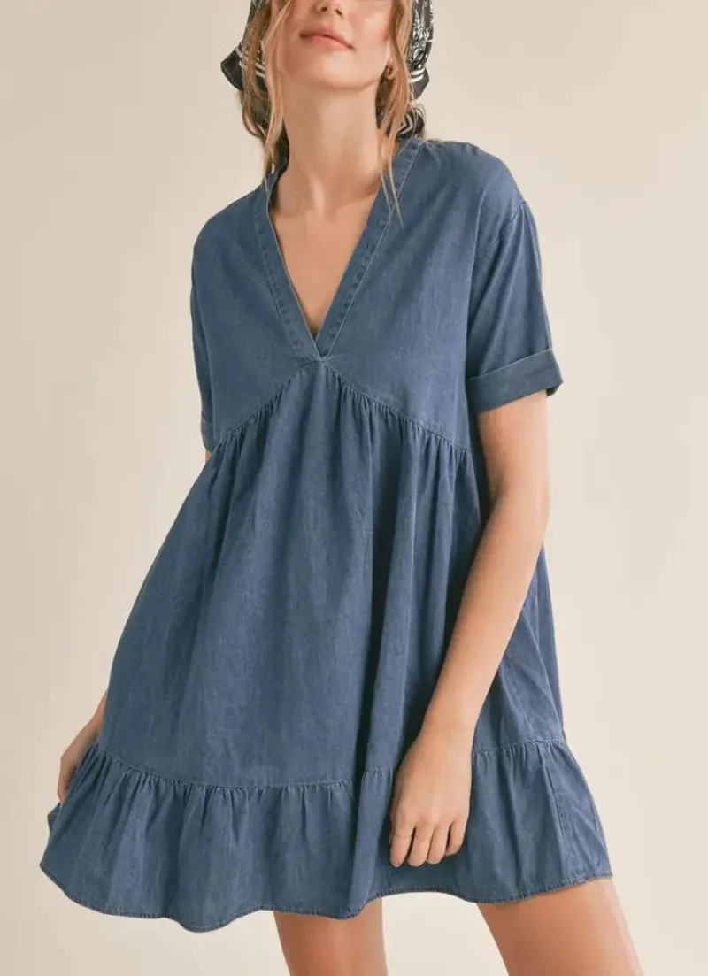 Conversations Chambray Babydoll Dress