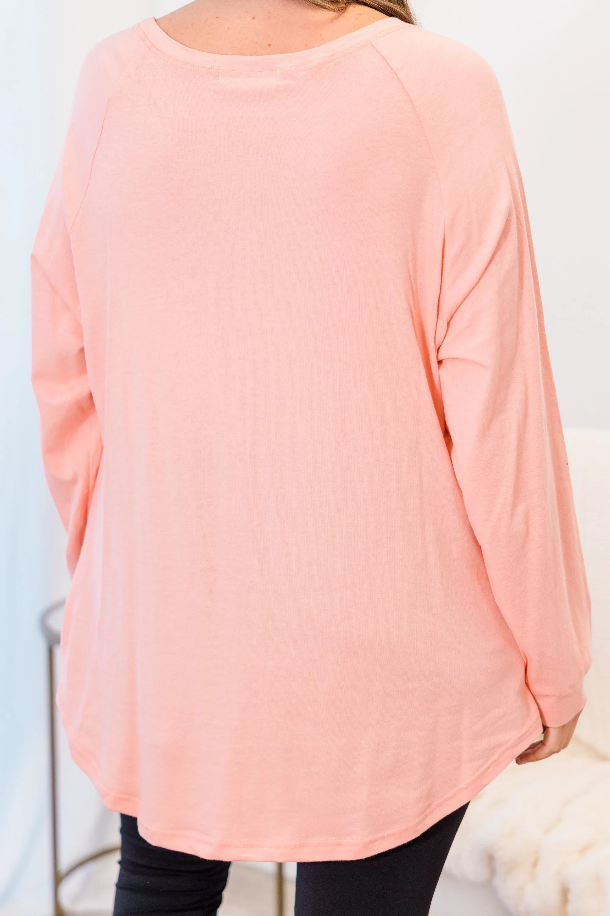 Curved Hem Slouchy Dolman Tunic, Dusty Pink