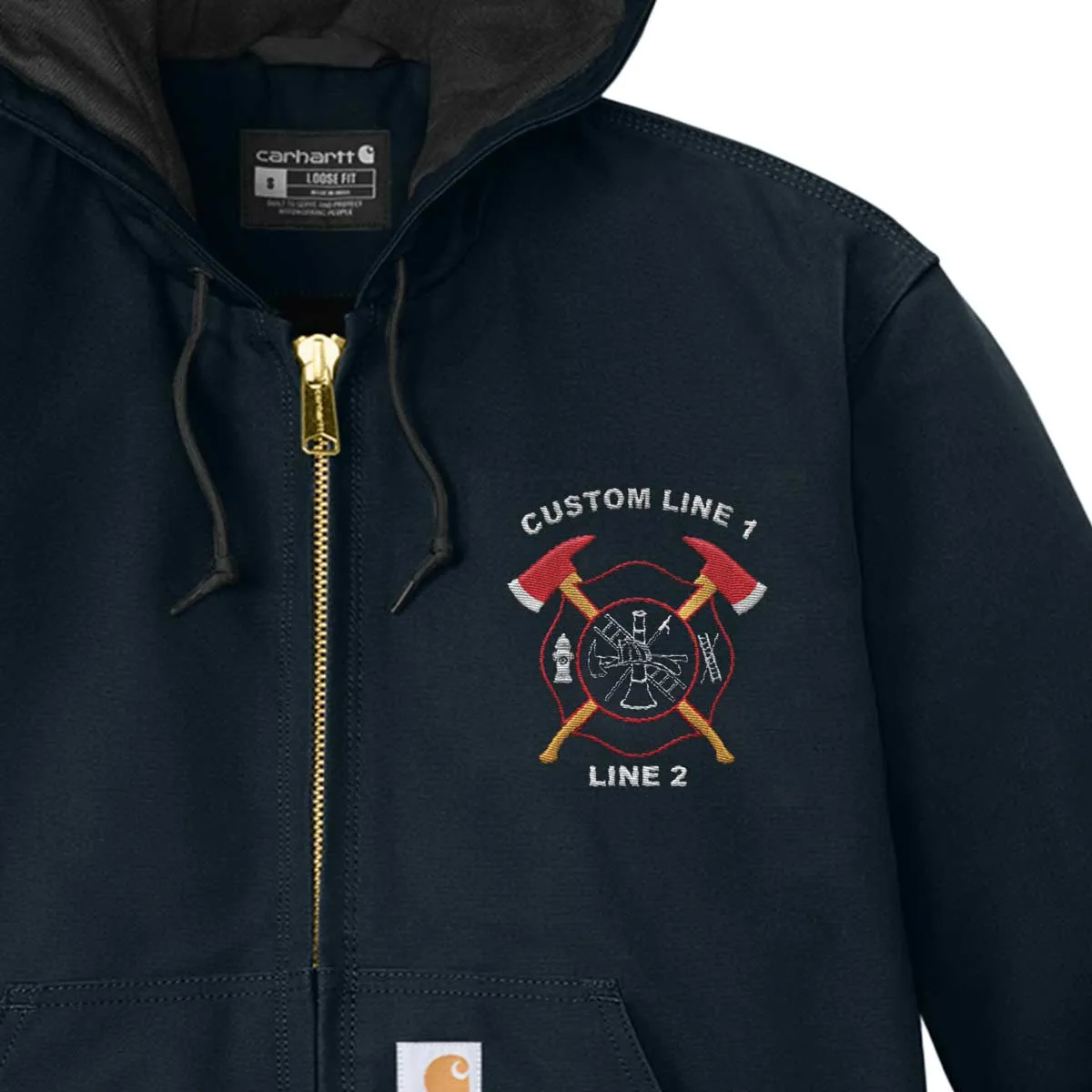 Customized Carhartt® Quilted-Flannel Jacket with Crossed Axes Embroidery