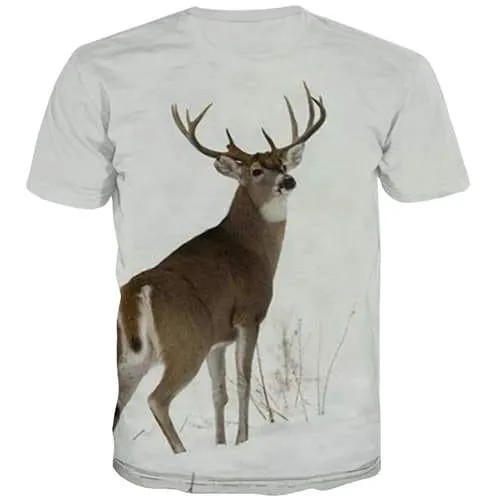 Deer T-shirt Men Animal T shirts Funny Cartoon T-shirts 3d Harajuku Tshirt Anime Lovely Tshirts Cool Short Sleeve Full Print Men