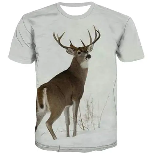 Deer T-shirt Men Animal T shirts Funny Cartoon T-shirts 3d Harajuku Tshirt Anime Lovely Tshirts Cool Short Sleeve Full Print Men