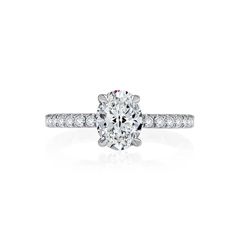 Diamond Pave Engagement Ring with Quilted Interior