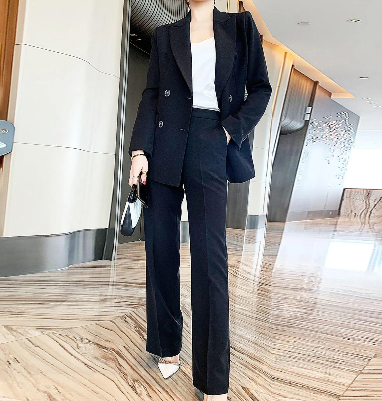 Double Breasted Blazer & Pantsuit Set