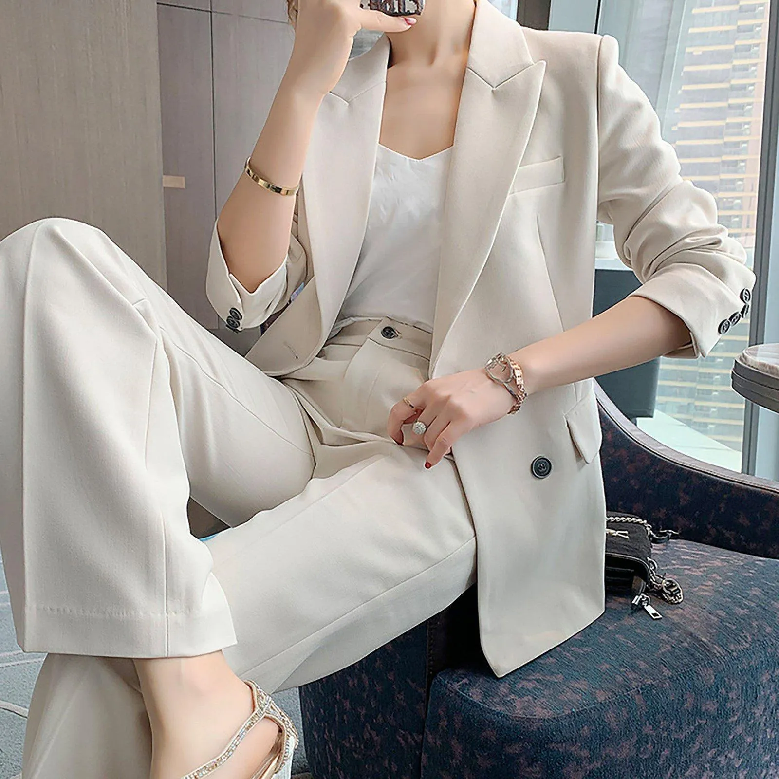 Double Breasted Blazer & Pantsuit Set