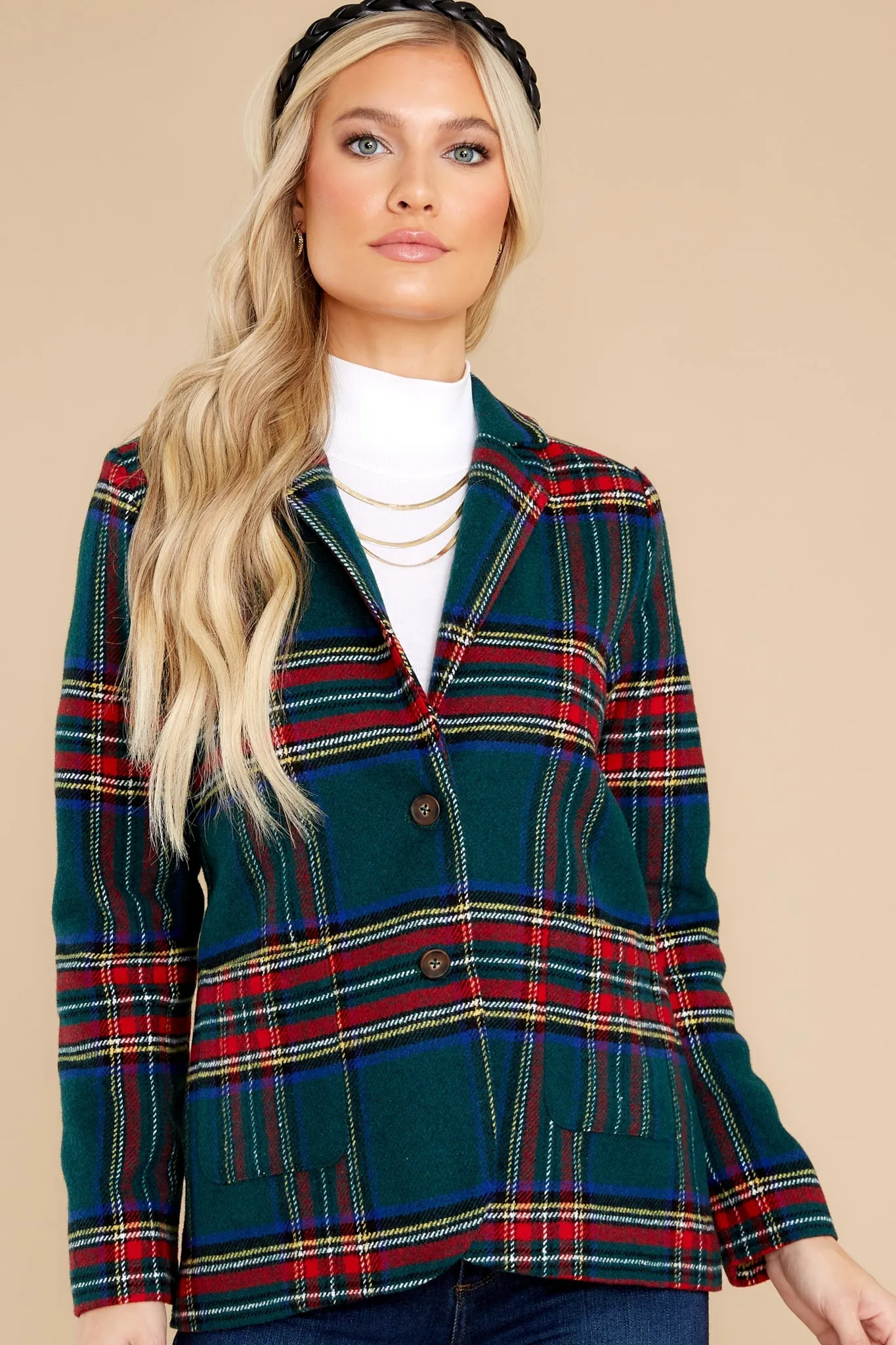 Dressed In Time Green Plaid Blazer