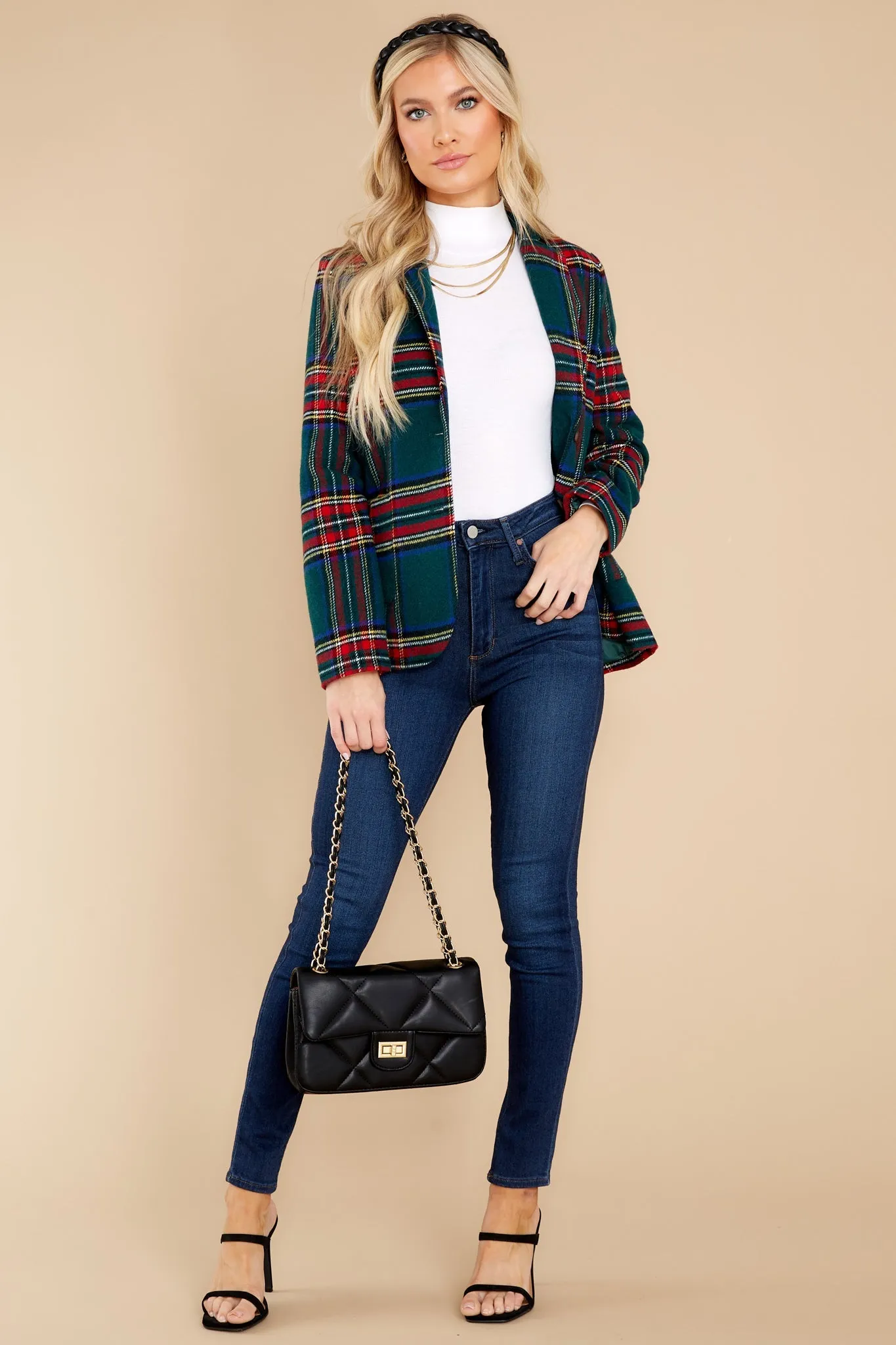 Dressed In Time Green Plaid Blazer