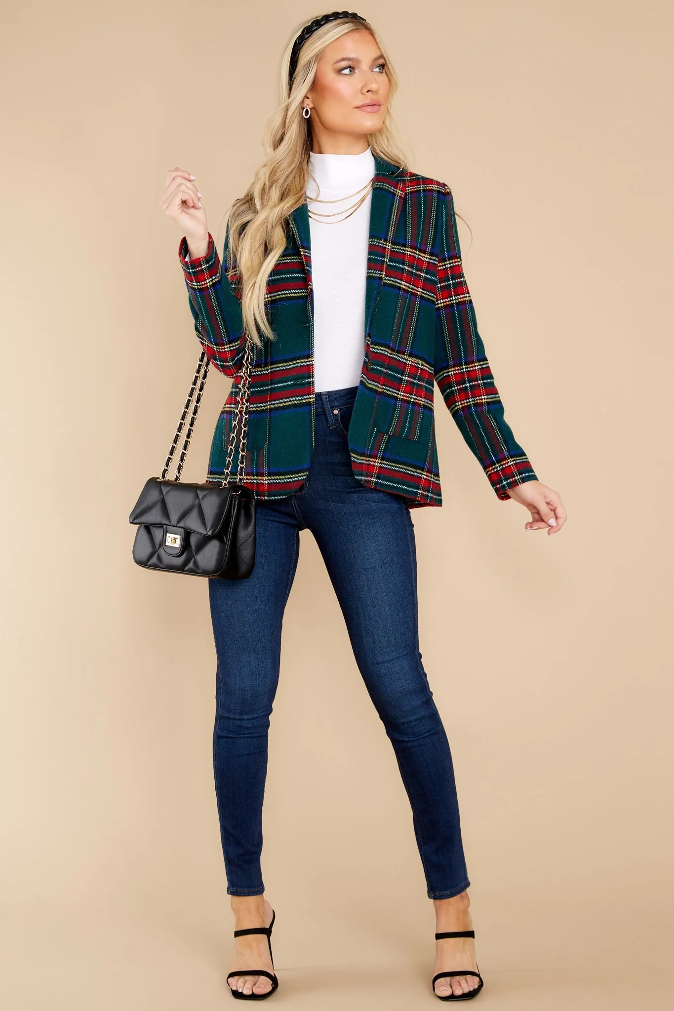 Dressed In Time Green Plaid Blazer