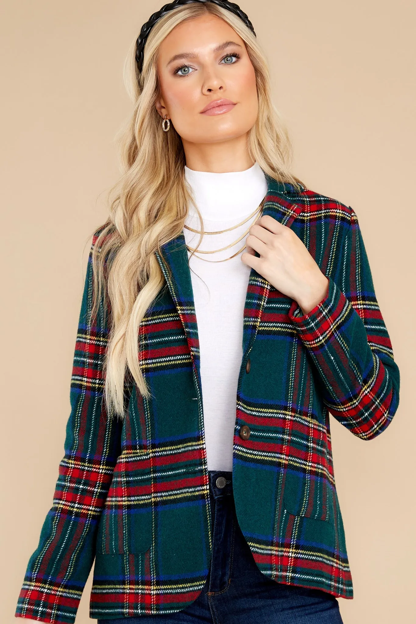 Dressed In Time Green Plaid Blazer