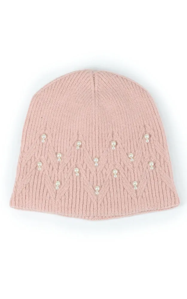 EHT10666 PEARL DECO KNIT BEANIE