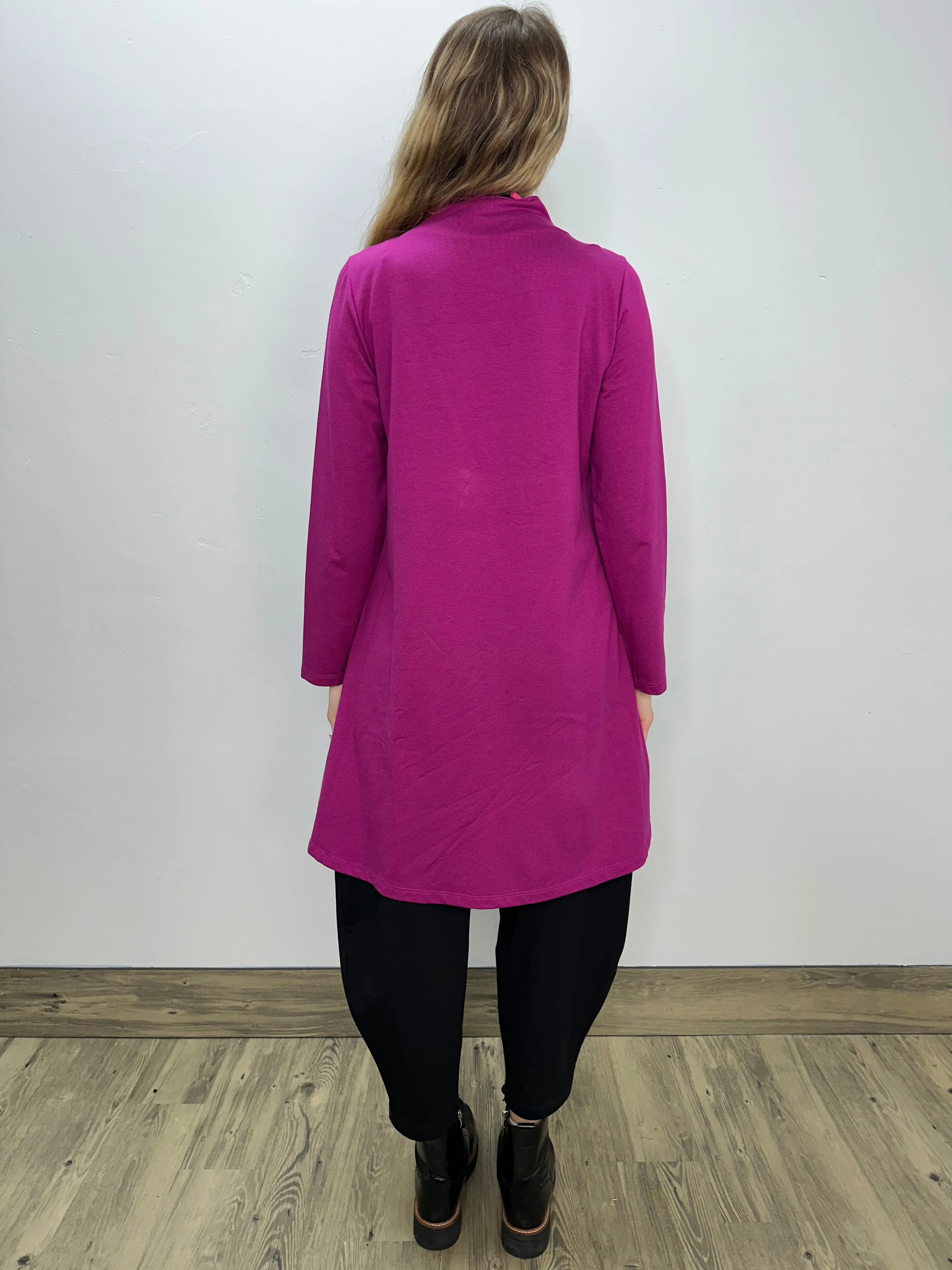 Fuchsia Pink Long Sleeve French Terry Dress