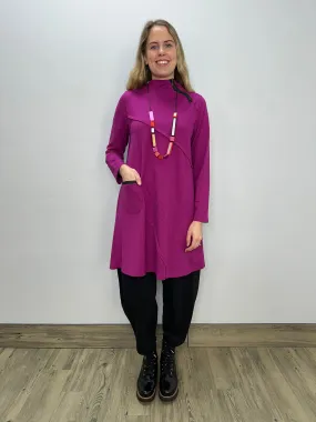 Fuchsia Pink Long Sleeve French Terry Dress