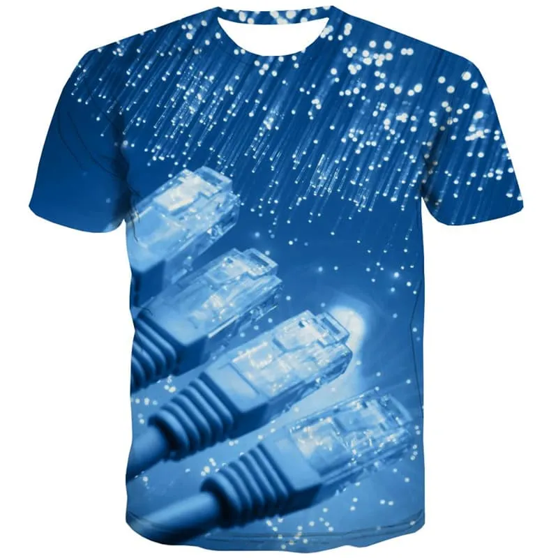 Galaxy T shirts Men Technology Shirt Print Blue Tshirts Cool Short Sleeve