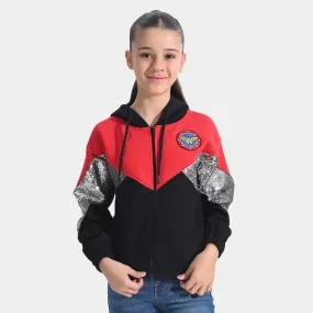 Girls Fleece Knitted Jacket Wonder Girls-Red/Black