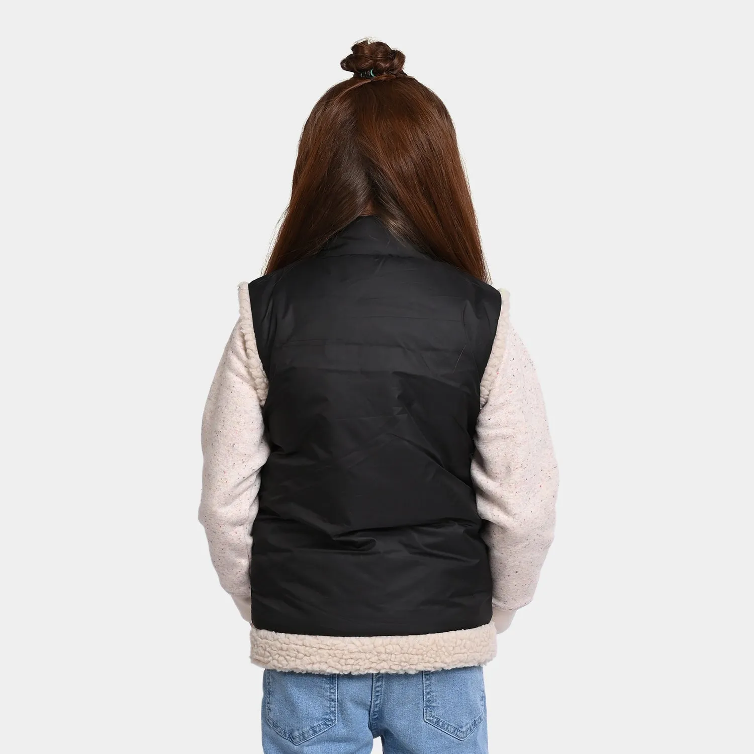 Girls Quilted Jacket S/L Block Fox-BLACK