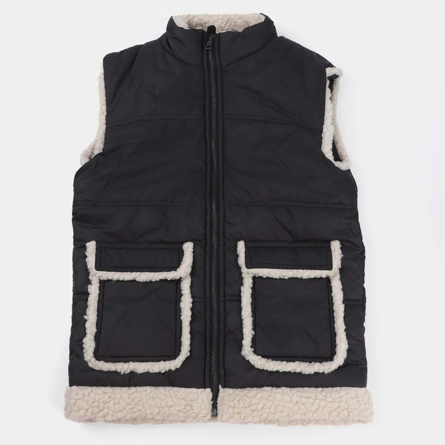 Girls Quilted Jacket S/L Block Fox-BLACK