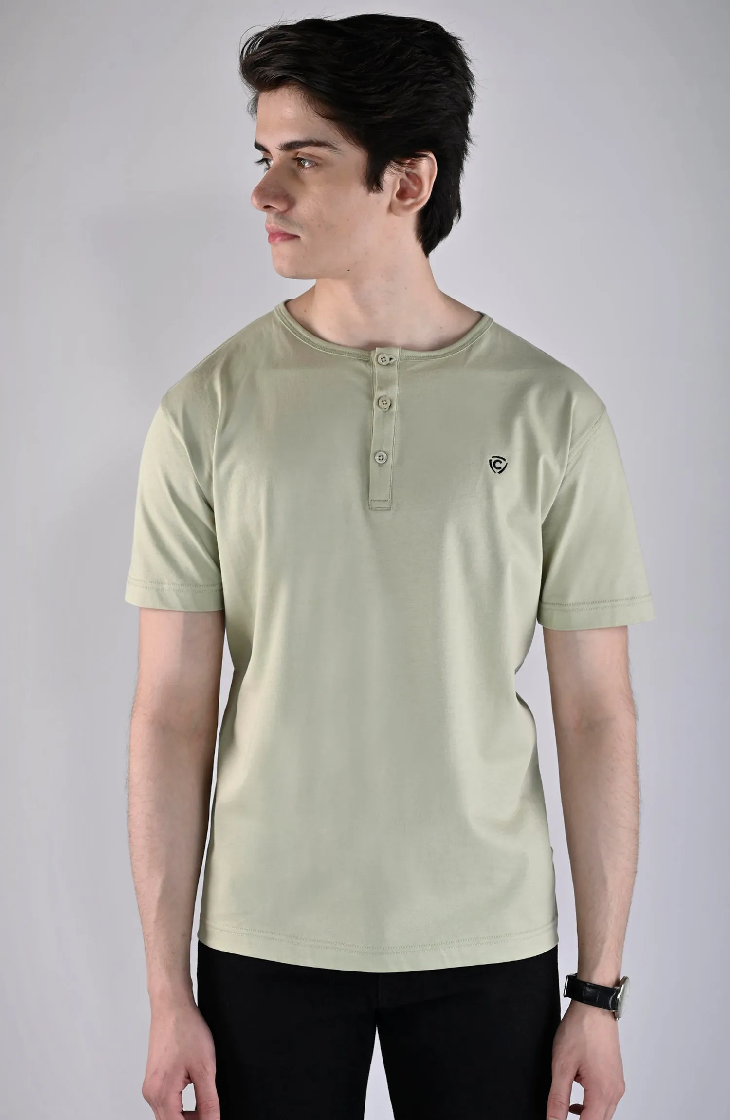 Green Three Button Logo T-Shirt