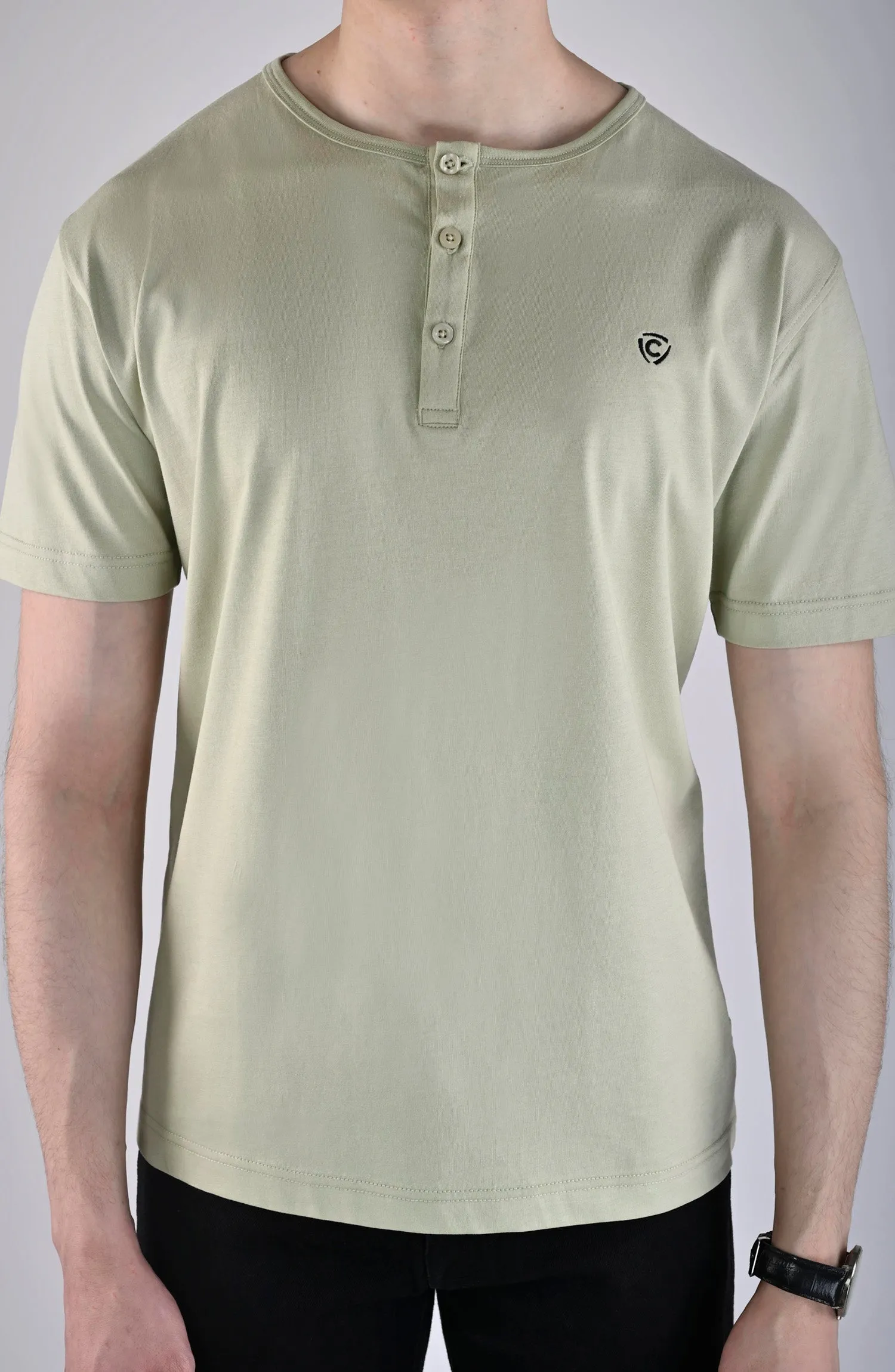 Green Three Button Logo T-Shirt