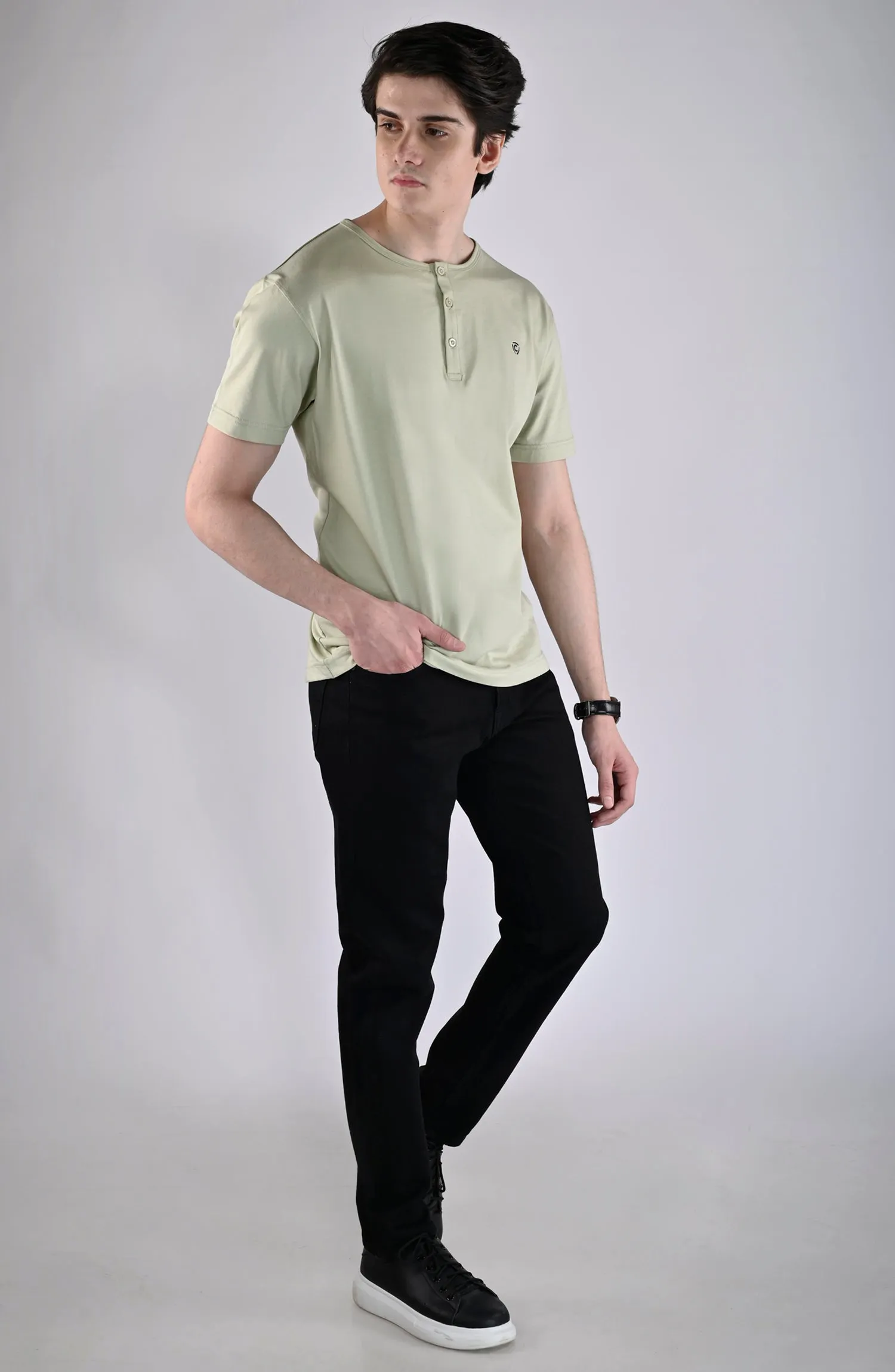 Green Three Button Logo T-Shirt