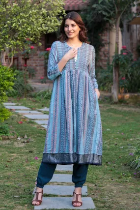 Handloomed Long Cotton Jacket - Jaipur Heritage | NOVICA