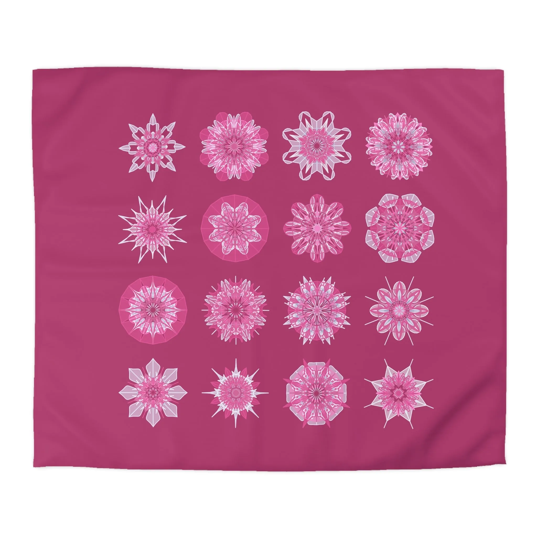 Handmade Mandala Art Microfiber Duvet Cover - Dark Hot Pink