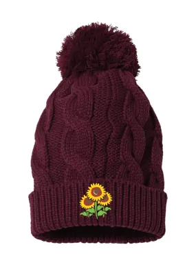 Hat: Cable Knit Winter Beanie in Burgundy