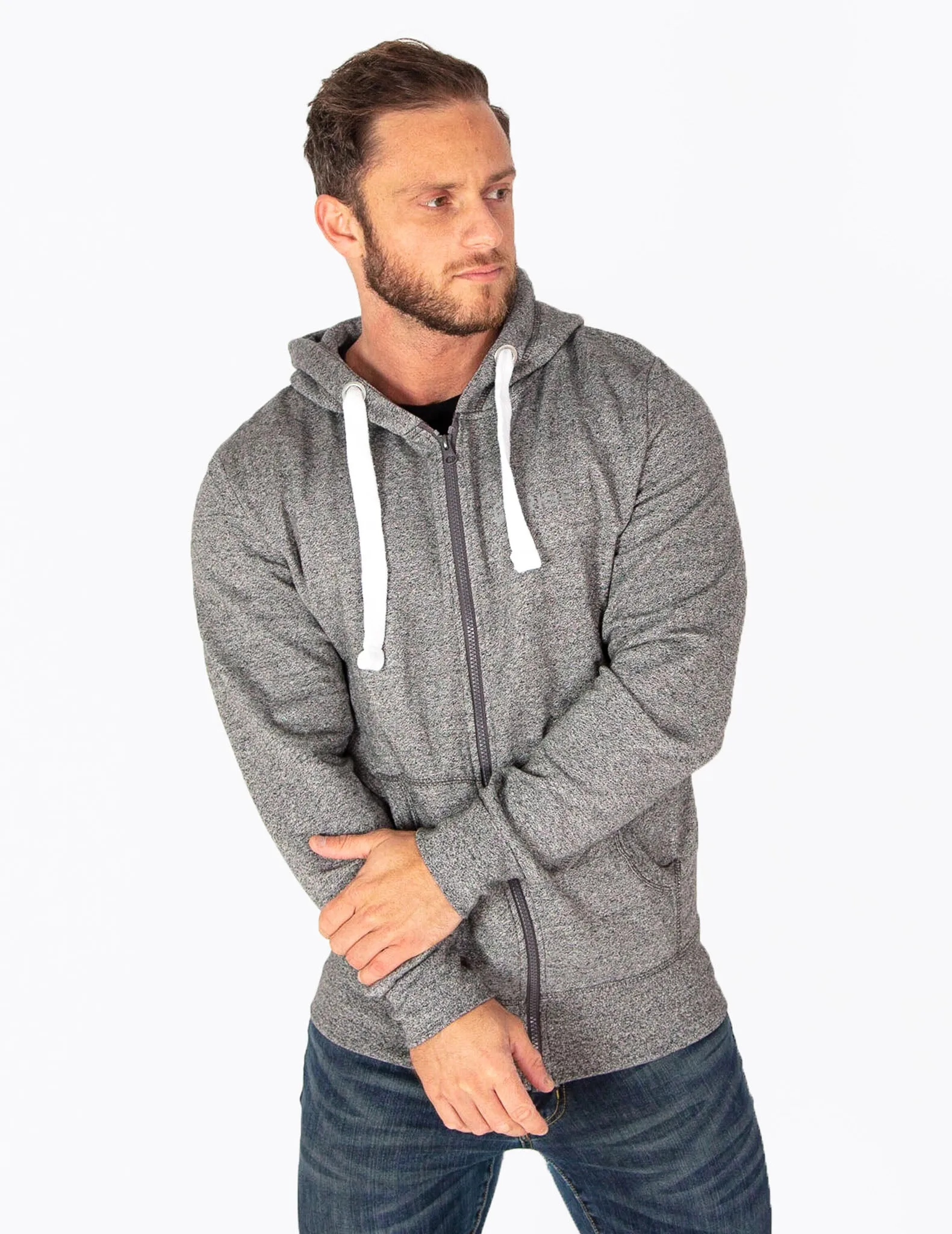 HEAVYWEIGHT ZIP HOODIE - HEATHER GREY