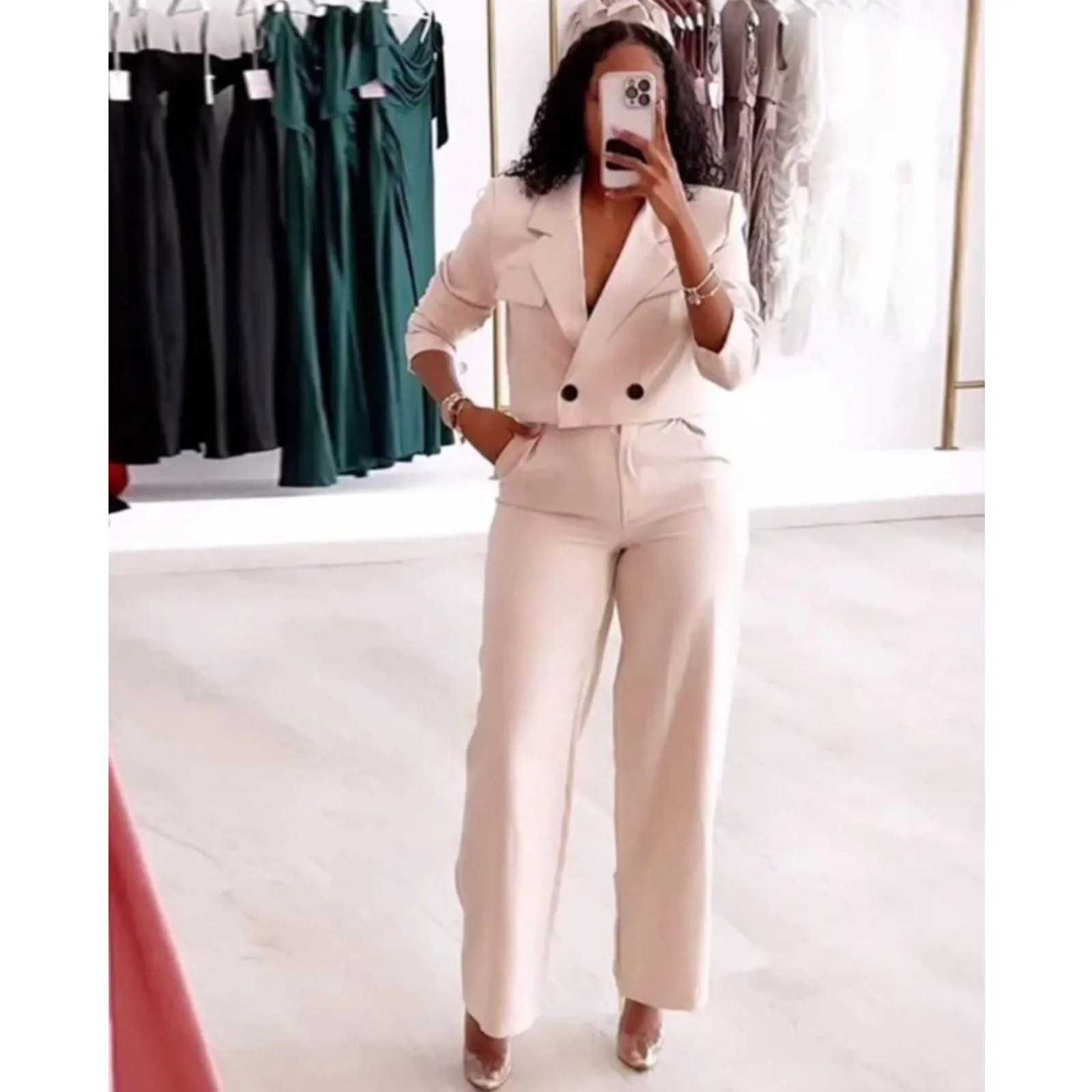 High Waisted Pant & Crop Blazer set