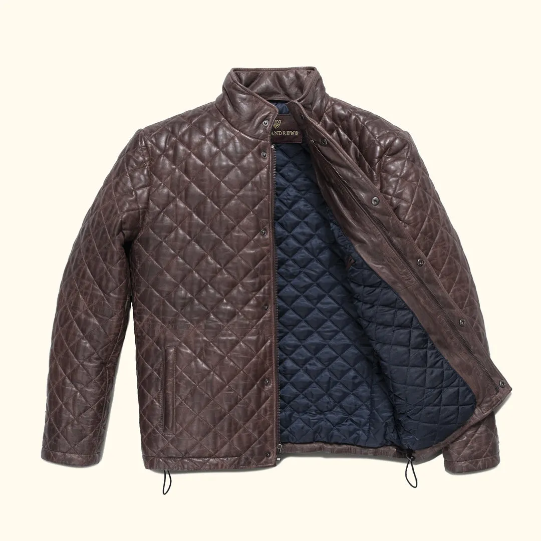 Highlands Quilted Leather Jacket | Mahogany Brown